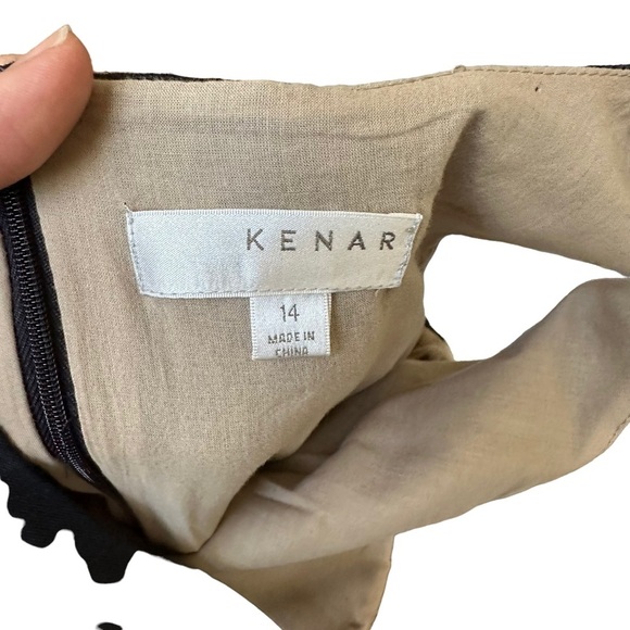 Kenar Women's 100% Linen Sheath Black &Tan Midi Dress Size:‎ 14 - Picture 7 of 14